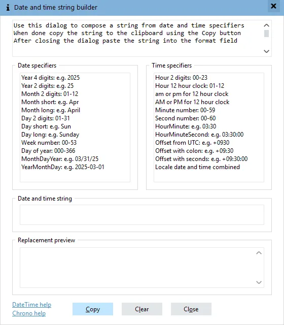 Datetime string builder